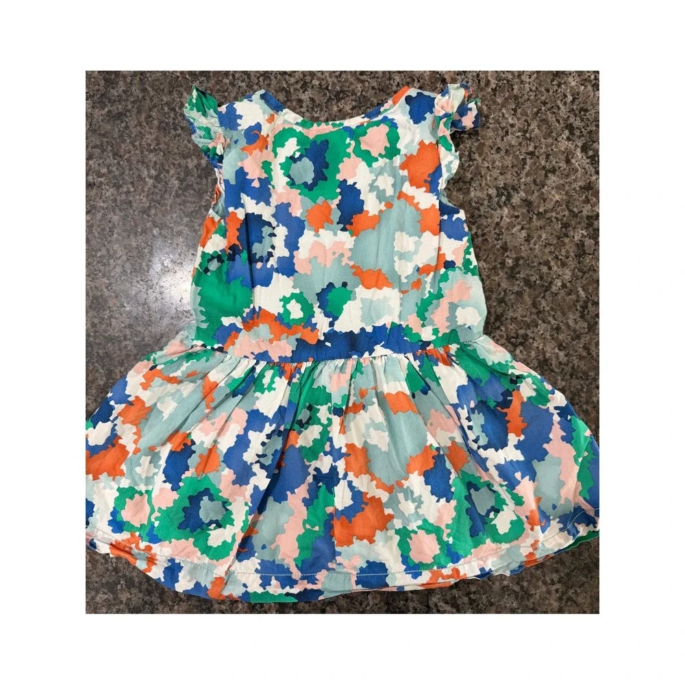 Gymboree Baby Girls 3T Abstract Floral Print Cotton Ruffle Dress Multi-Color